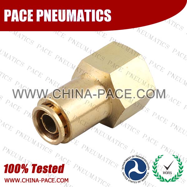 Female Straight DOT Push To Connect Air Brake Fittings, DOT Push In Air Brake Tube Fittings, DOT Approved Brass Push To Connect Fittings, DOT Fittings, DOT Air Line Fittings, Air Brake Parts